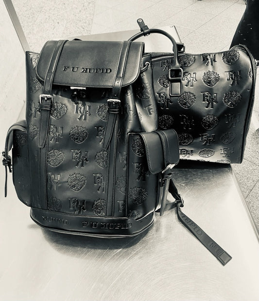Opulent Voyage Series F U Kupid Embossed Duffle Bag - Onyx Allure