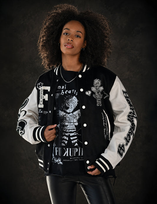 Heartbreaker Letterman Jacket - Onyx Black
