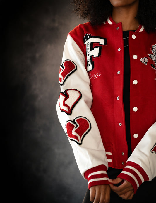 Heartbreaker Letterman Jacket - Rebellious Red