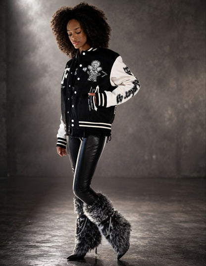 Heartbreaker Letterman Jacket - Onyx Black