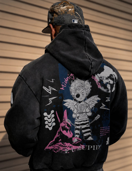 Midnight Romance Hoodie - Vintage Black