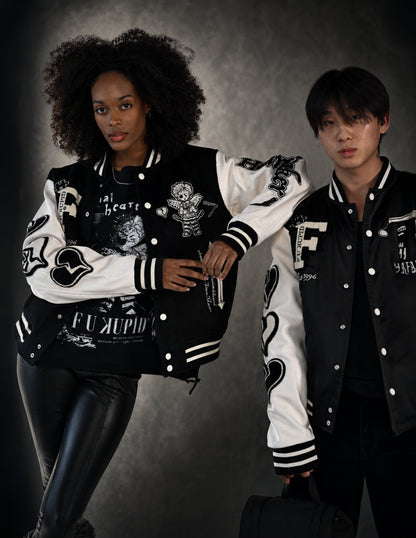 Heartbreaker Letterman Jacket - Onyx Black