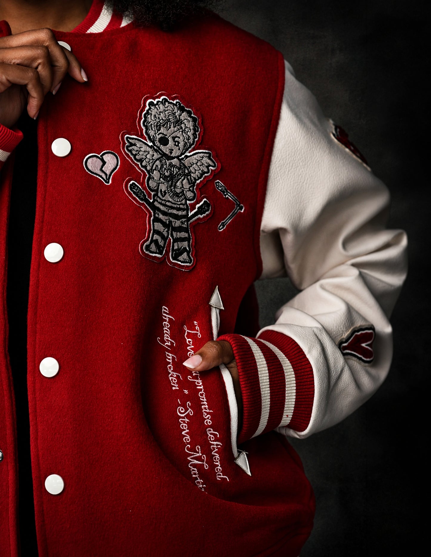 Heartbreaker Letterman Jacket - Rebellious Red