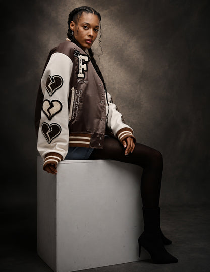 Heartbreaker Letterman Jacket - Champagne Brown