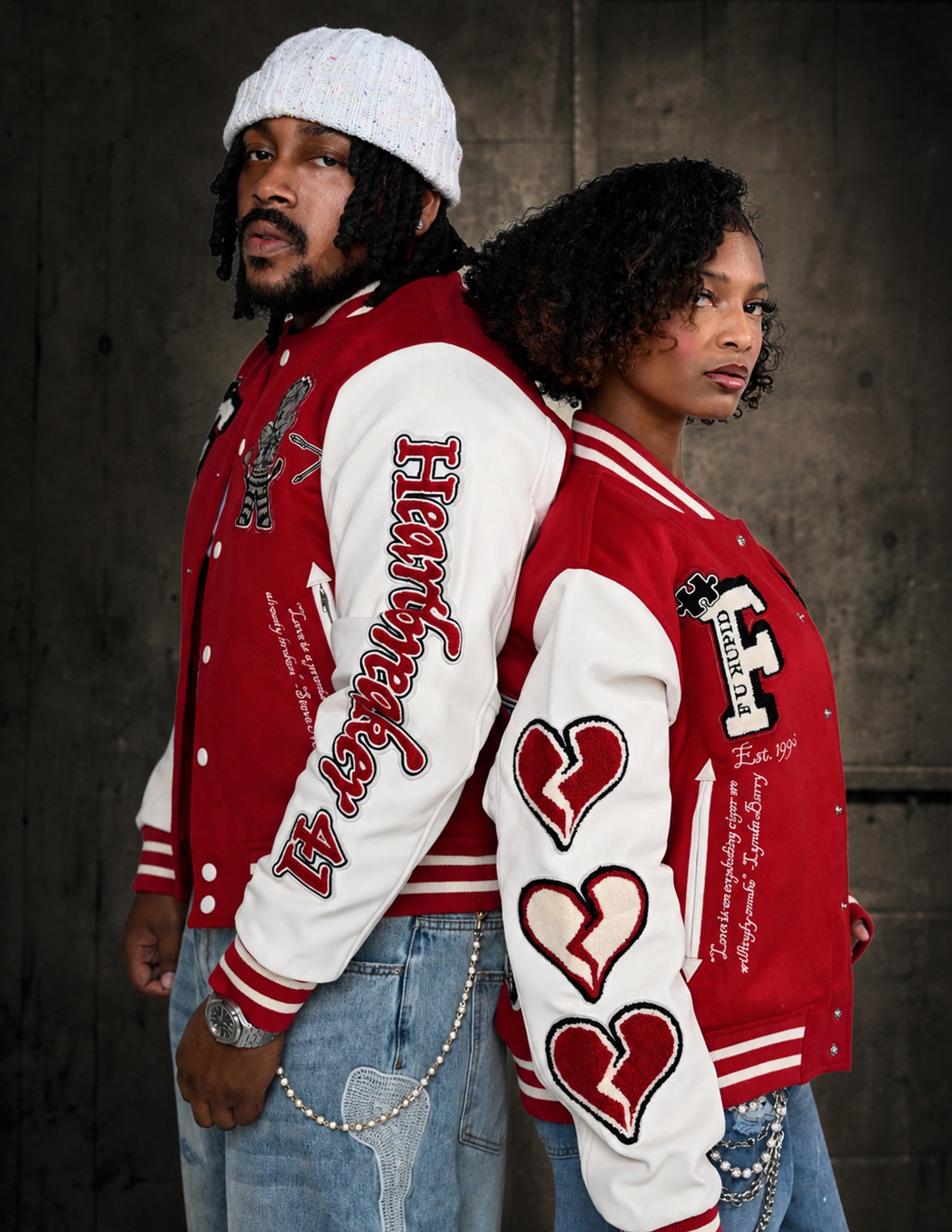 Heartbreaker Letterman Jacket - Rebellious Red