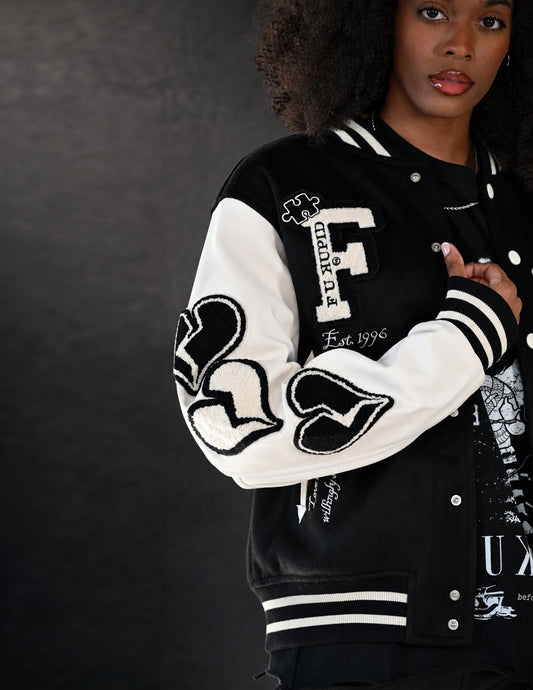 Heartbreaker Letterman Jacket - Onyx Black