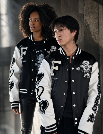Heartbreaker Letterman Jacket - Onyx Black