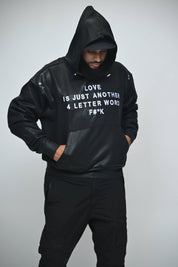 F U KUPID BLACK - LOVE IS Just Another 4 Letter Word Waxed Hoodie