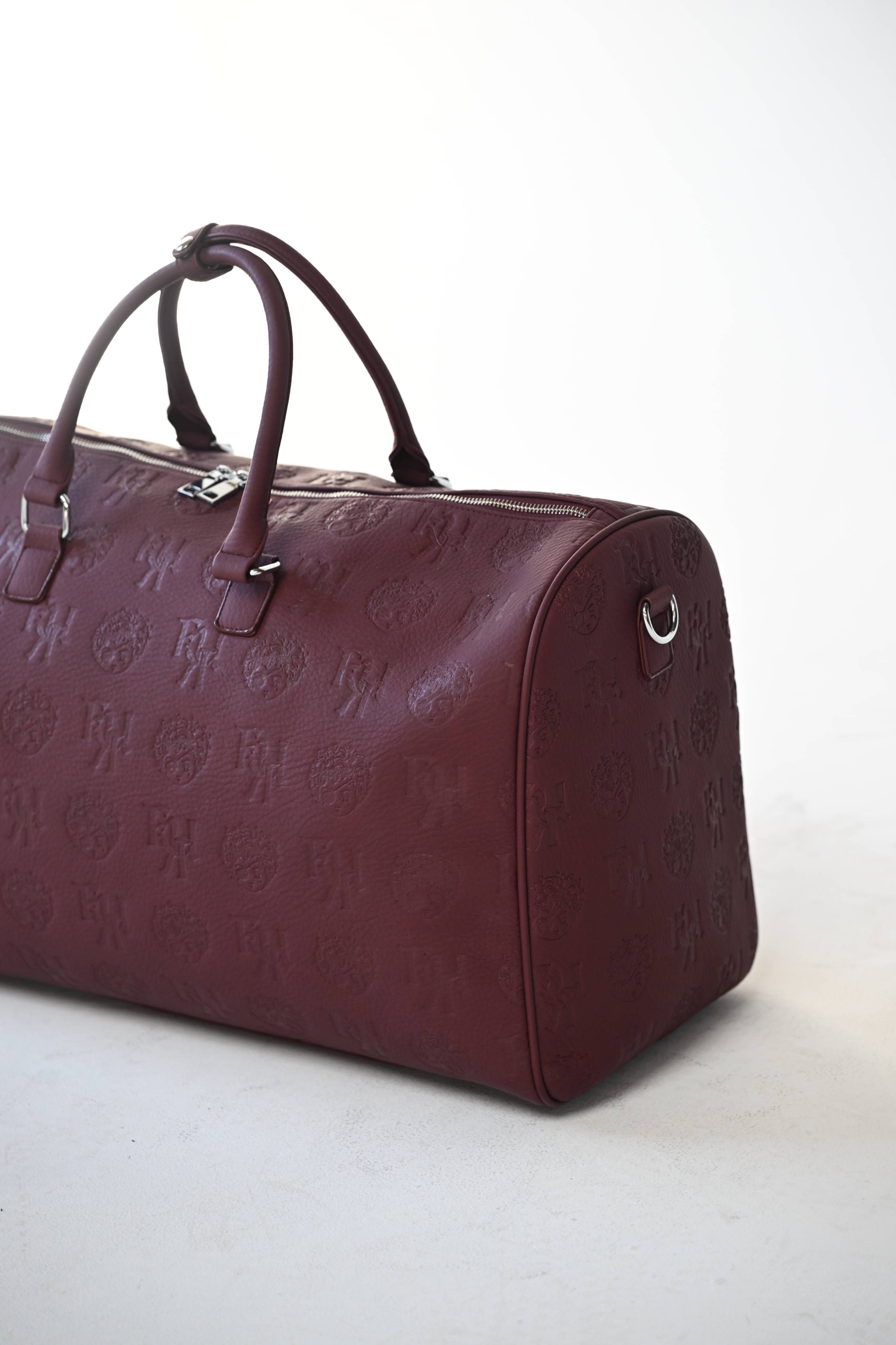 Opulent Voyage Series F U Kupid Embossed Duffle Bag - Merlot Mystique