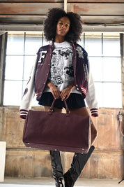 Opulent Voyage Series F U Kupid Embossed Duffle Bag - Merlot Mystique