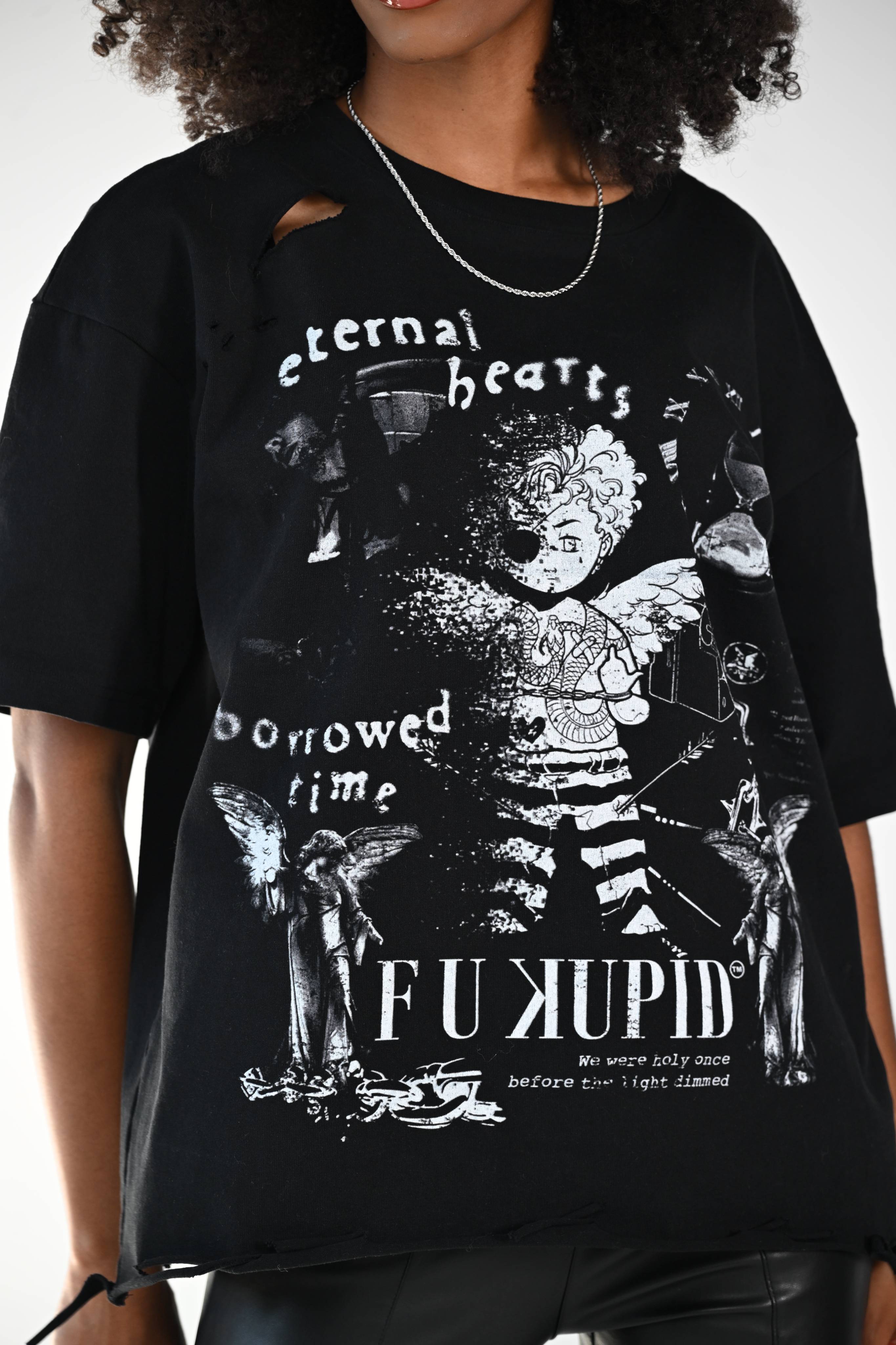 F U KUPID BLACK - Eternally Hearts Tee