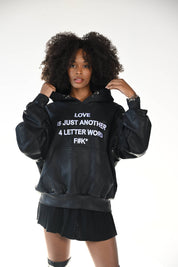 F U KUPID BLACK - LOVE IS Just Another 4 Letter Word Waxed Hoodie