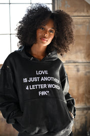 F U KUPID BLACK - LOVE IS Just Another 4 Letter Word Waxed Hoodie
