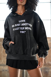 F U KUPID BLACK - LOVE IS Just Another 4 Letter Word Waxed Hoodie
