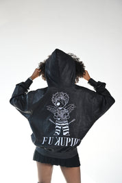 F U KUPID BLACK - LOVE IS Just Another 4 Letter Word Waxed Hoodie
