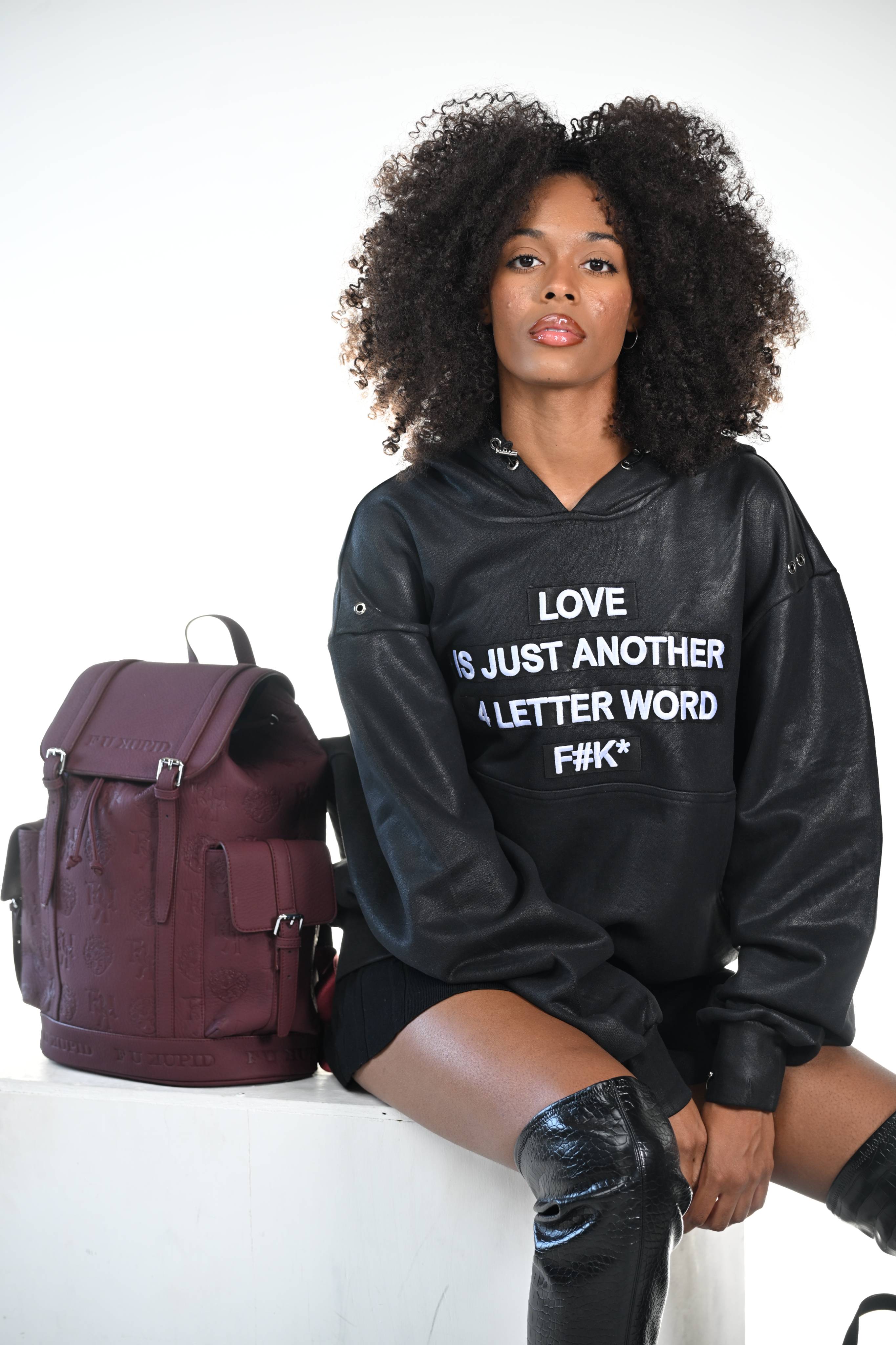 Opulent Voyage Series F U Kupid Embossed Book Bag - Merlot Mystique