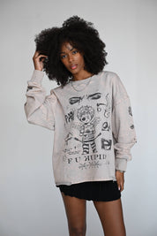 F U KUPID BLACK - Pain is Love Distressed Crewneck