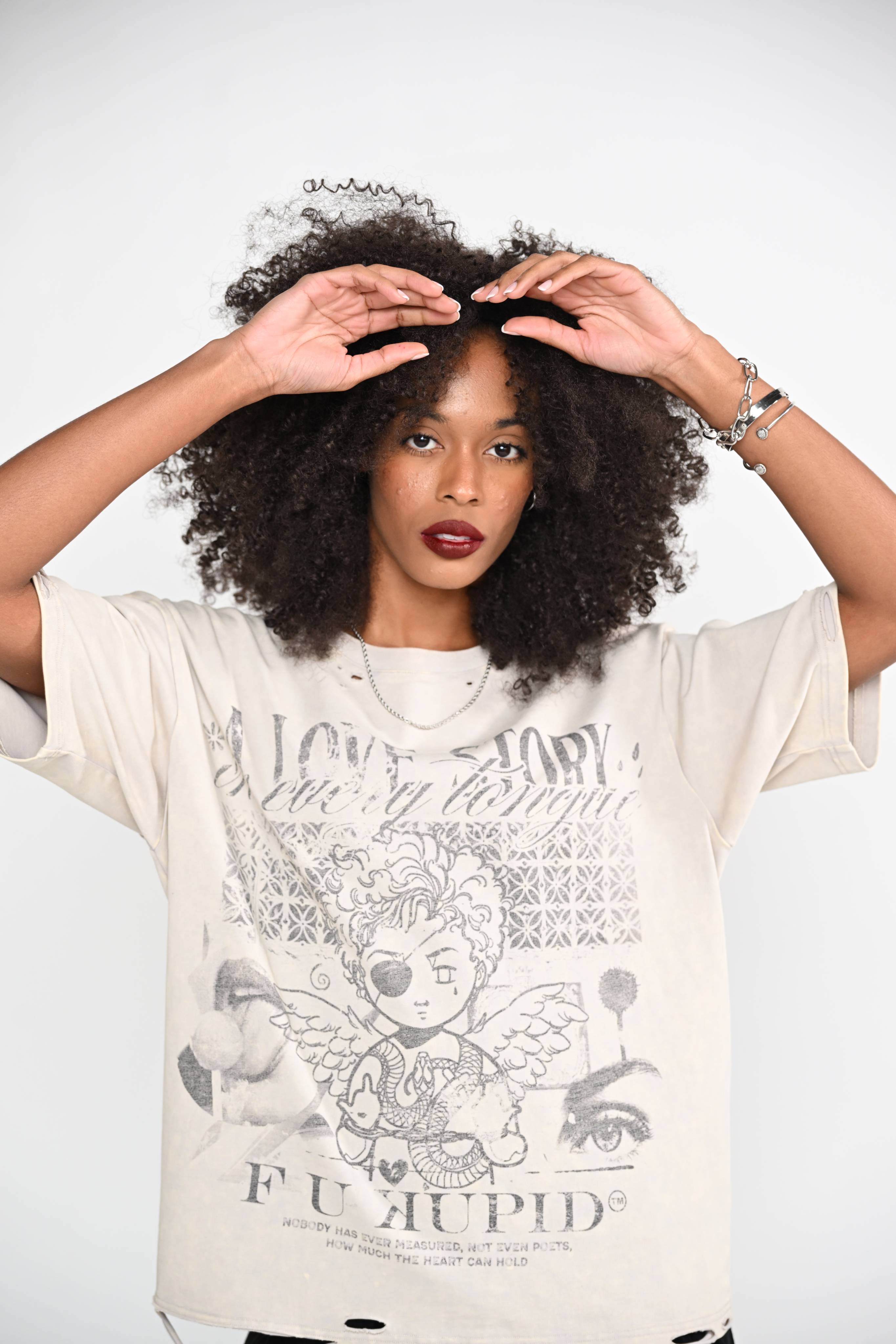 F U KUPID BLACK - A Love Story in Every Tongue Tee