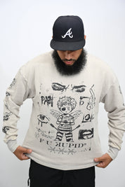F U KUPID BLACK - Pain is Love Distressed Crewneck