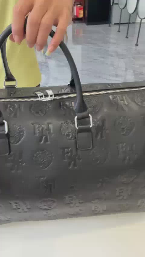 Opulent Voyage Series F U Kupid Embossed Duffle Bag - Onyx Allure